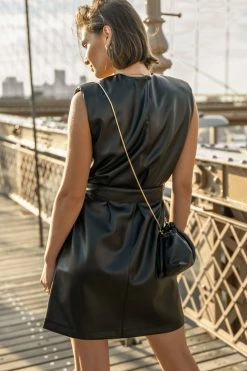 AARON & AMBER Boris Belted Dress In Brown - FINAL SALE