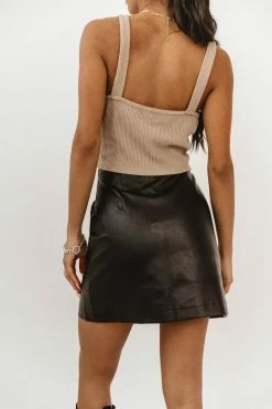 AARON & AMBER Mila Vegan Leather Skirt In Black - FINAL SALE