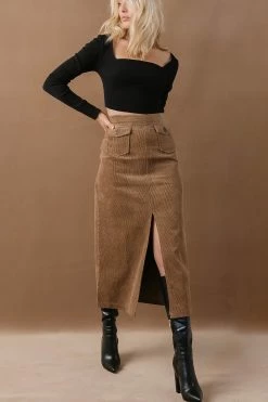 LISTICLE Ninette Maxi Skirt In Mocha - FINAL SALE