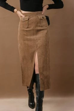 LISTICLE Ninette Maxi Skirt In Mocha - FINAL SALE