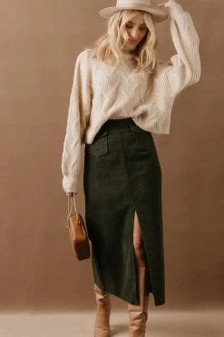 LISTICLE Ninette Maxi Skirt In Olive - FINAL SALE