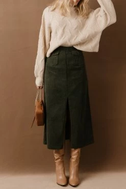 LISTICLE Ninette Maxi Skirt In Olive - FINAL SALE