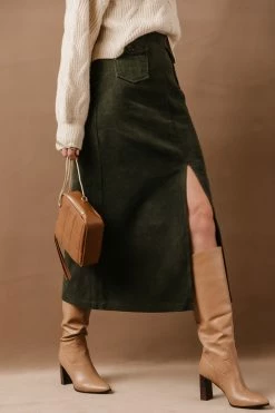 LISTICLE Ninette Maxi Skirt In Olive - FINAL SALE