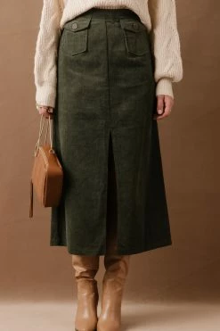 LISTICLE Ninette Maxi Skirt In Olive - FINAL SALE