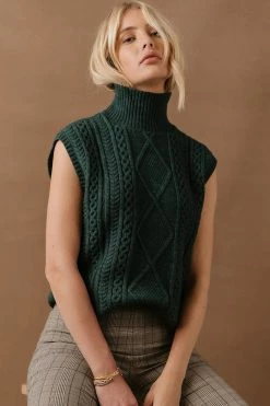 Best deal 😀 Vero Moda Viktoria High Neck Vest In Emerald Sweaters 🔥 25 Vero Moda Viktoria High Neck Vest In Emerald Sweaters