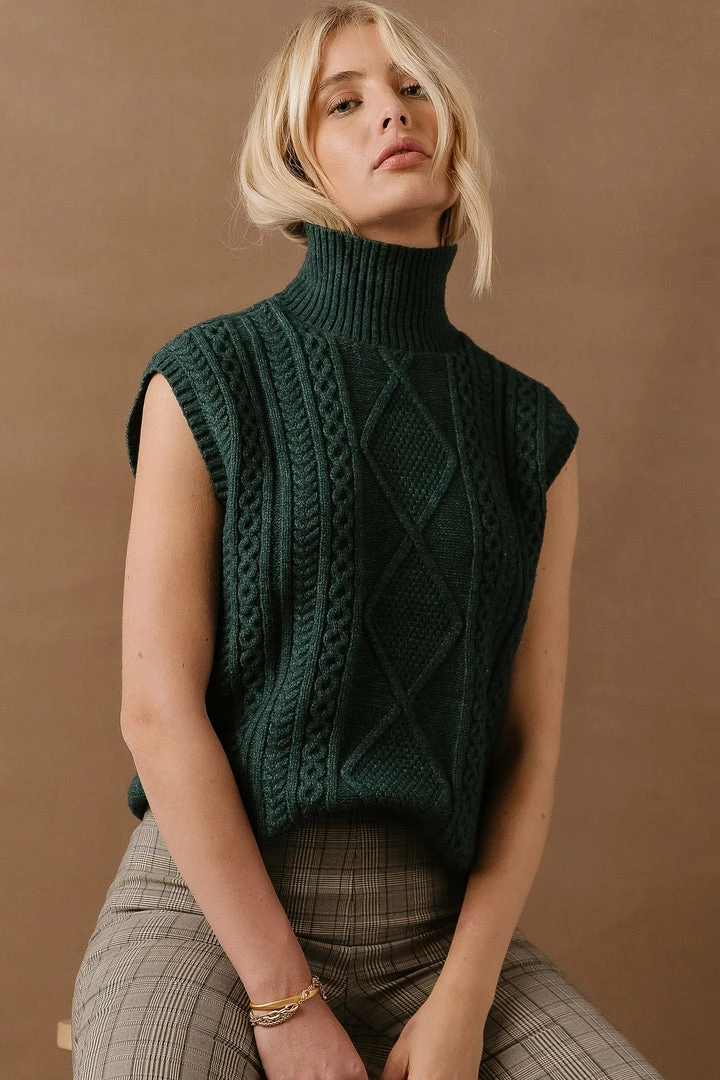 Best deal 😀 Vero Moda Viktoria High Neck Vest In Emerald Sweaters 🔥 12 Vero Moda Viktoria High Neck Vest In Emerald Sweaters