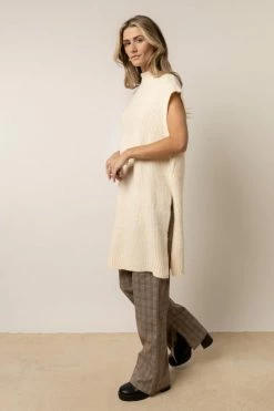 Vero Moda Devi Long Vest In Ivory - FINAL SALE