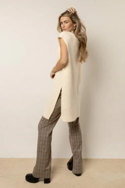 Vero Moda Devi Long Vest In Ivory - FINAL SALE