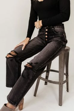 KANCAN Bentley Distressed Straight Leg Denim- FINAL SALE