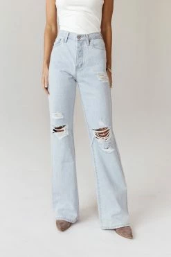 KANCAN Skyscraper Wide Leg Denim In Light Wash - FINAL SALE