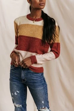 Vero Moda Elenore Striped Sweater In Pink