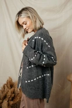 STACCATO Ivie Balloon Sleeve Cardigan In Charcoal - FINAL SALE