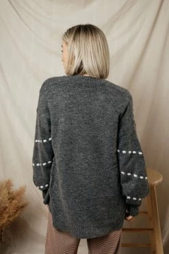 STACCATO Ivie Balloon Sleeve Cardigan In Charcoal - FINAL SALE