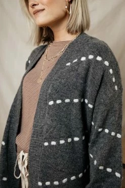 STACCATO Ivie Balloon Sleeve Cardigan In Charcoal - FINAL SALE