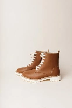 FREE SOUL/MIRACLE MILE Aurora Combat Boots In Brown - FINAL SALE Shoes