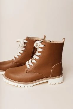 FREE SOUL/MIRACLE MILE Aurora Combat Boots In Brown - FINAL SALE Shoes