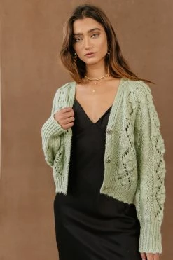 SINA Tamara Button Down Cardigan In Green - FINAL SALE Sweaters