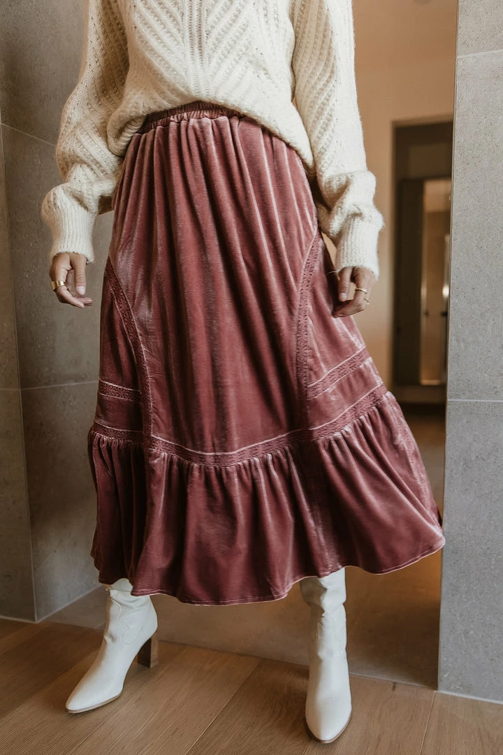 Outlet π CALISTA Audette Velour Midi π Skirt - FINAL SALE β 1 CALISTA Audette Velour Midi Skirt - FINAL SALE