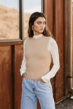 Coupon ❤️ Vero Moda Nadine Sweater Vest In Tan 🔥 8 Vero Moda Nadine Sweater Vest In Tan