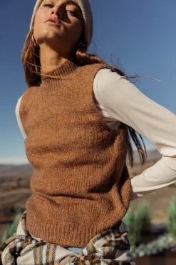 Vero Moda Leona Sweater Vest In Camel - FINAL SALE