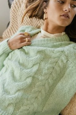Vero Moda Cindy Cable-Knit Sweater In Mint Green