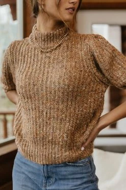 Tops Vero Moda Brie Short Sleeve Sweater In Brown