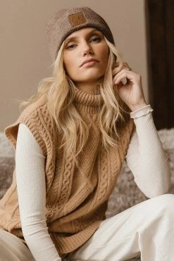 Sweaters Vero Moda Viktoria High Neck Vest In Tan
