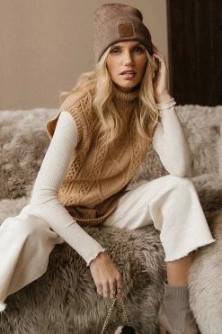 Sweaters Vero Moda Viktoria High Neck Vest In Tan