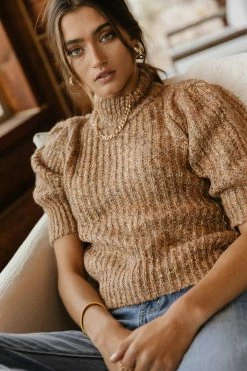 Tops Vero Moda Brie Short Sleeve Sweater In Brown