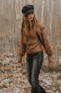 Vero Moda Helga Cable-Knit Sweater In Brown