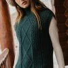 Vero Moda Viktoria High Neck Vest In Emerald Sweaters