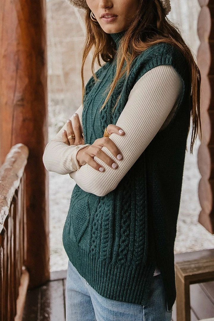 Best deal 😀 Vero Moda Viktoria High Neck Vest In Emerald Sweaters 🔥 4 Vero Moda Viktoria High Neck Vest In Emerald Sweaters