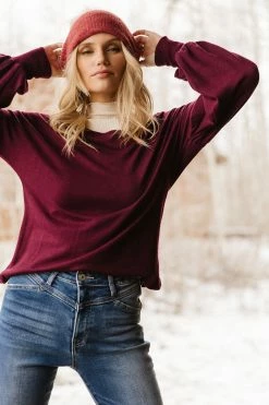 SINA Kaori Top In Berry - FINAL SALE