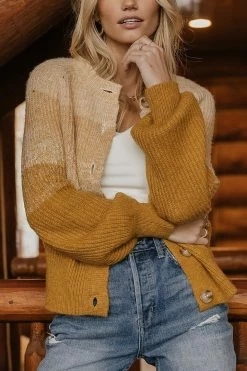 Tops Vero Moda Delaine Knitted Cardigan In Mustard