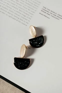 LA RADIANT VAL JEAN GLOBAL Jewelry Iggy Earrings In Black - FINAL SALE