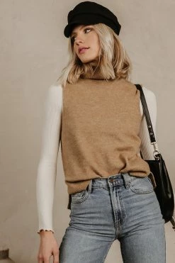 Vero Moda Lia Sweater Vest In Camel - FINAL SALE
