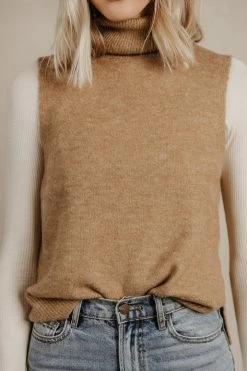 Vero Moda Lia Sweater Vest In Camel - FINAL SALE