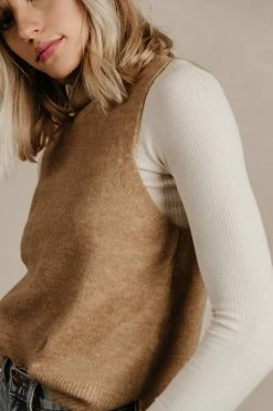 Vero Moda Lia Sweater Vest In Camel - FINAL SALE