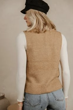 Vero Moda Lia Sweater Vest In Camel - FINAL SALE