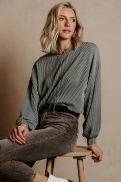 Tres Bien Albie Ribbed Top In Blue - FINAL SALE Tops