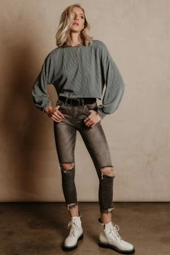 Tres Bien Albie Ribbed Top In Blue - FINAL SALE Tops