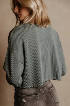 Tres Bien Albie Ribbed Top In Blue - FINAL SALE Tops