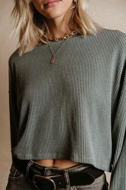 Tres Bien Albie Ribbed Top In Blue - FINAL SALE Tops