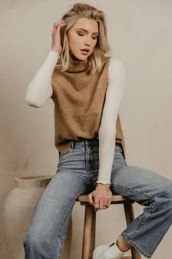 Vero Moda Lia Sweater Vest In Camel - FINAL SALE