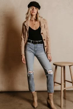 SINA Emmeline Cable-Knit Cardigan In Natural - FINAL SALE