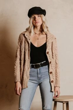 SINA Emmeline Cable-Knit Cardigan In Natural - FINAL SALE