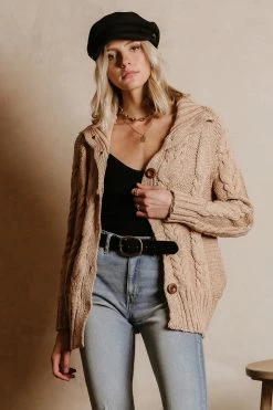 SINA Emmeline Cable-Knit Cardigan In Natural - FINAL SALE
