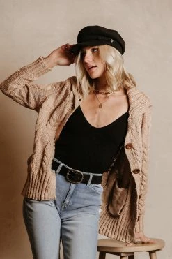 SINA Emmeline Cable-Knit Cardigan In Natural - FINAL SALE