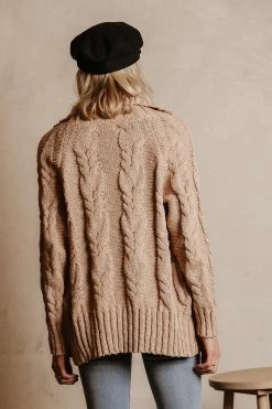 SINA Emmeline Cable-Knit Cardigan In Natural - FINAL SALE