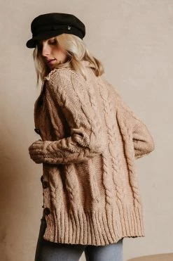 SINA Emmeline Cable-Knit Cardigan In Natural - FINAL SALE